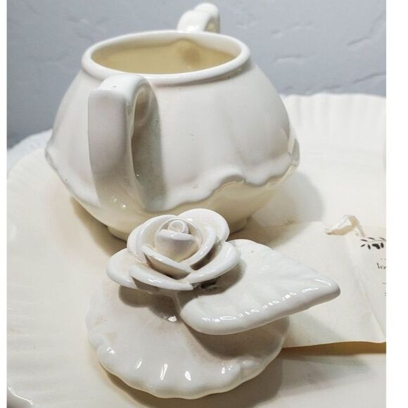 "Mud Pie" Brand Creamer and Sugar Set with a Small Tray ~Vintage~ 1988 - Picture 9 of 14